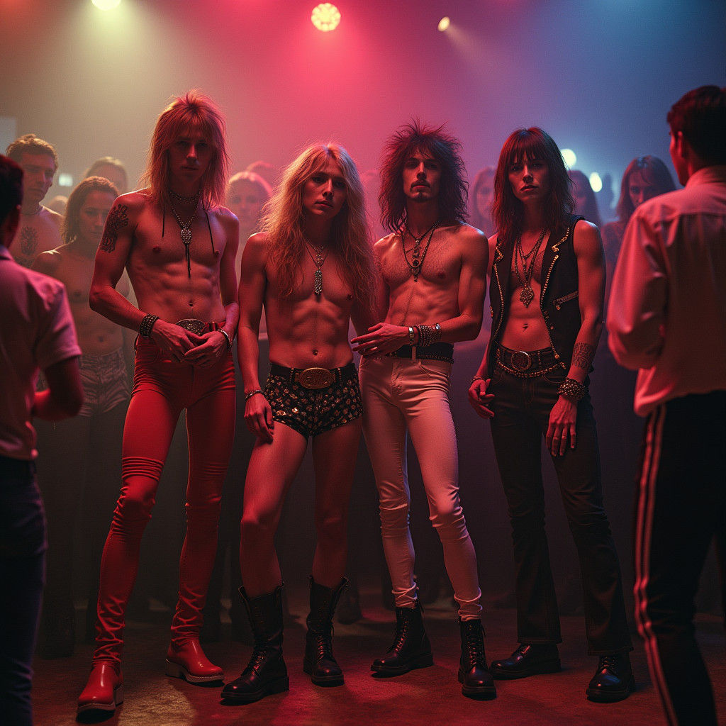 Glam Rock Band Feen in Concert, 1970s Aesthetic