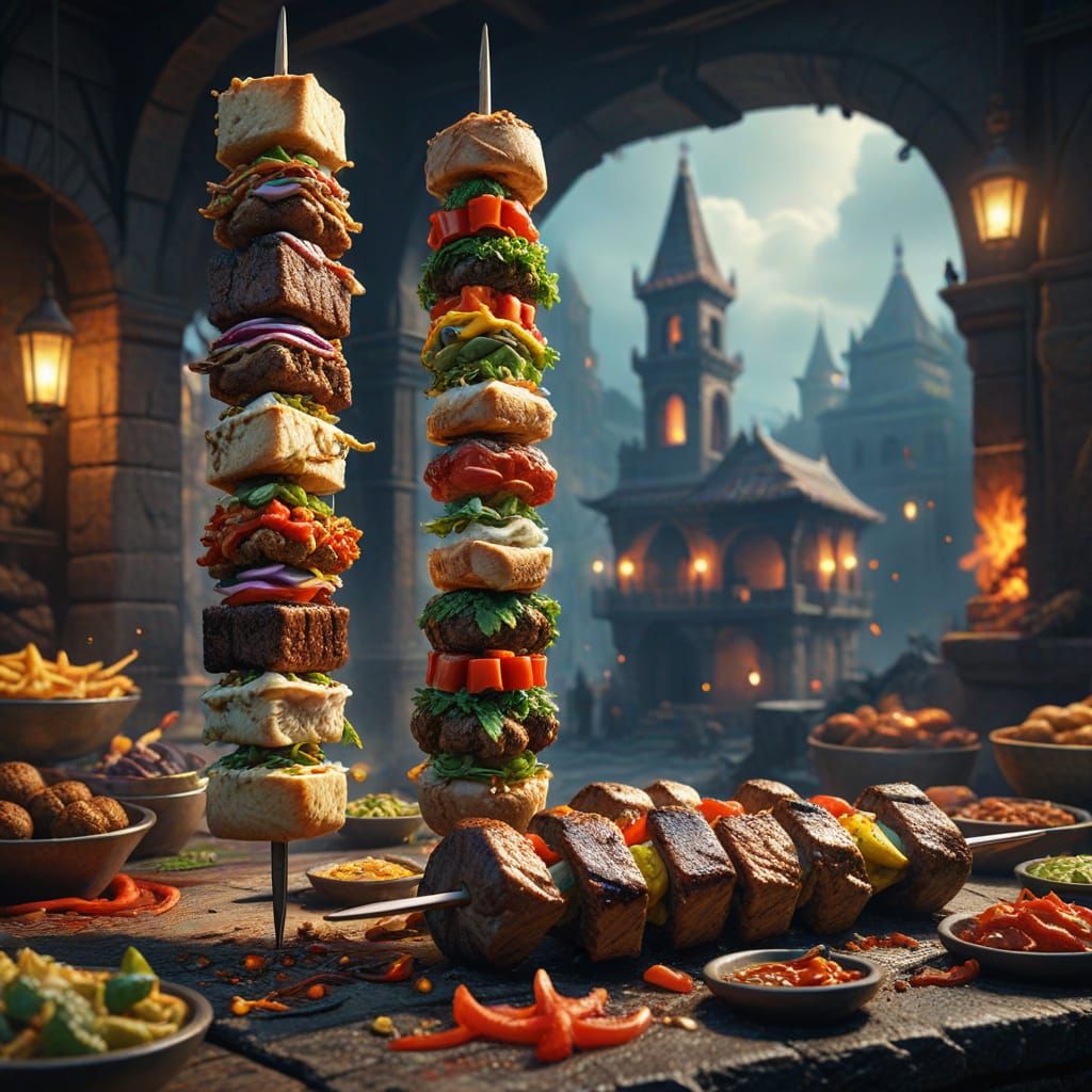 World Kebab Day: Detailed Matte Painting in Deep Color
