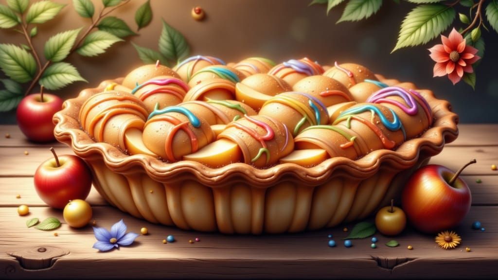 Golden Brown Apple Pie with Whimsical Rainbow Sprinkles in D...