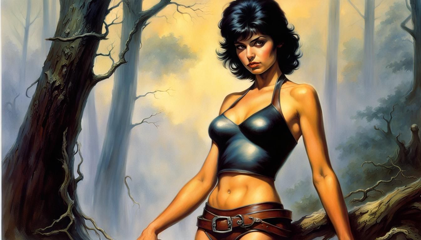 Fantasy Woman in Forest, Pinup Style