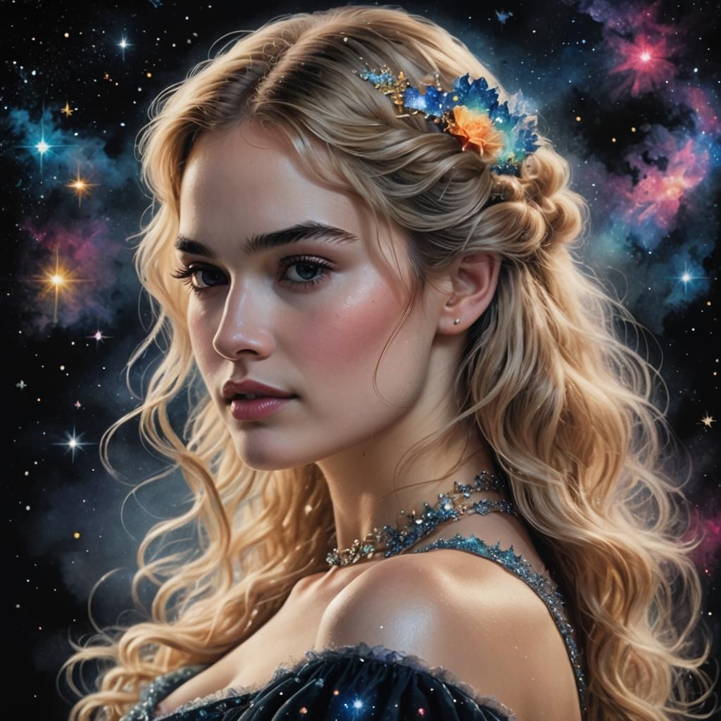 Ethereal Double Exposure Portrait with Starry Sky