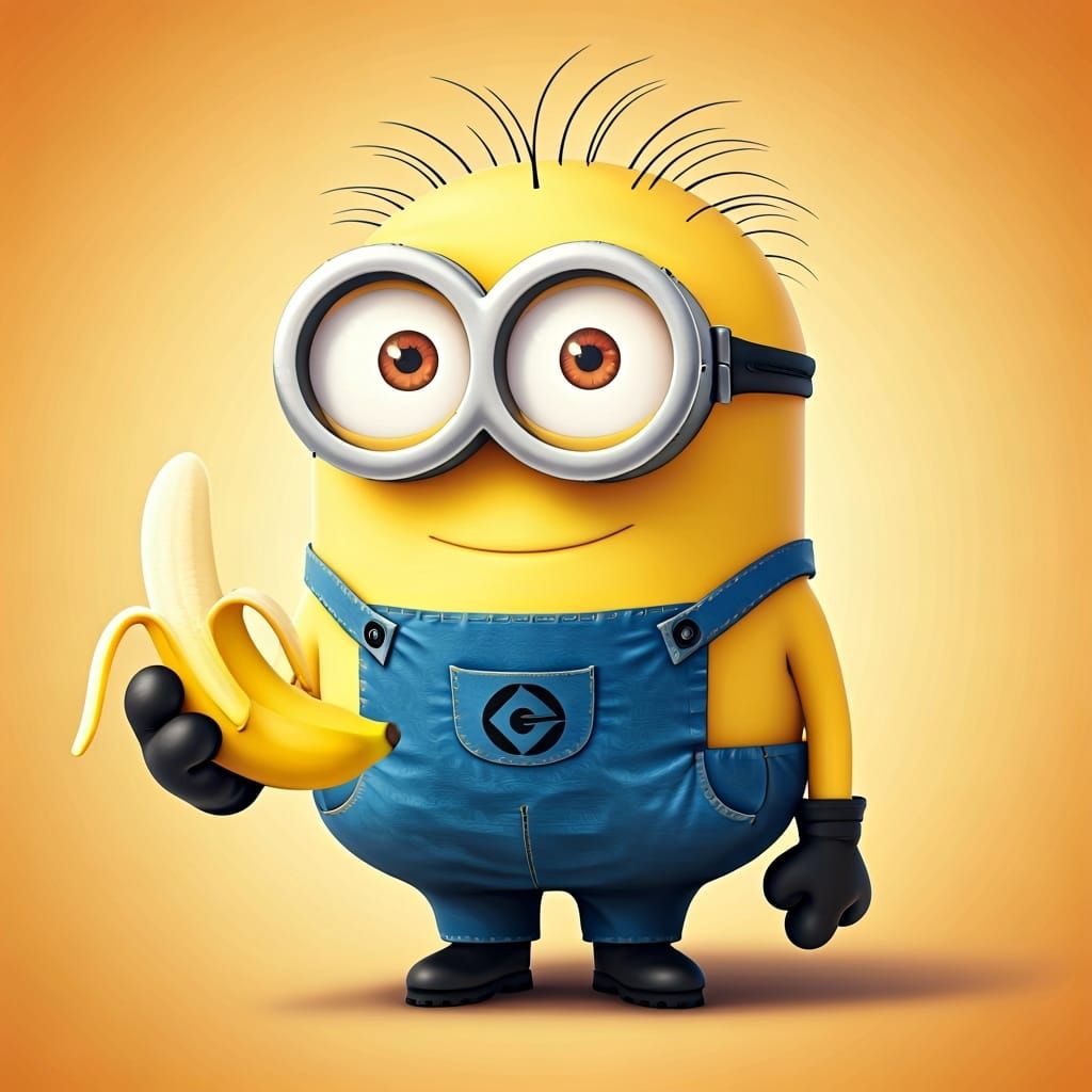 Playful Minion with Banana in Whimsical Style