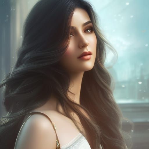 Elegant Portrait of a Young Woman in Digital Art Style