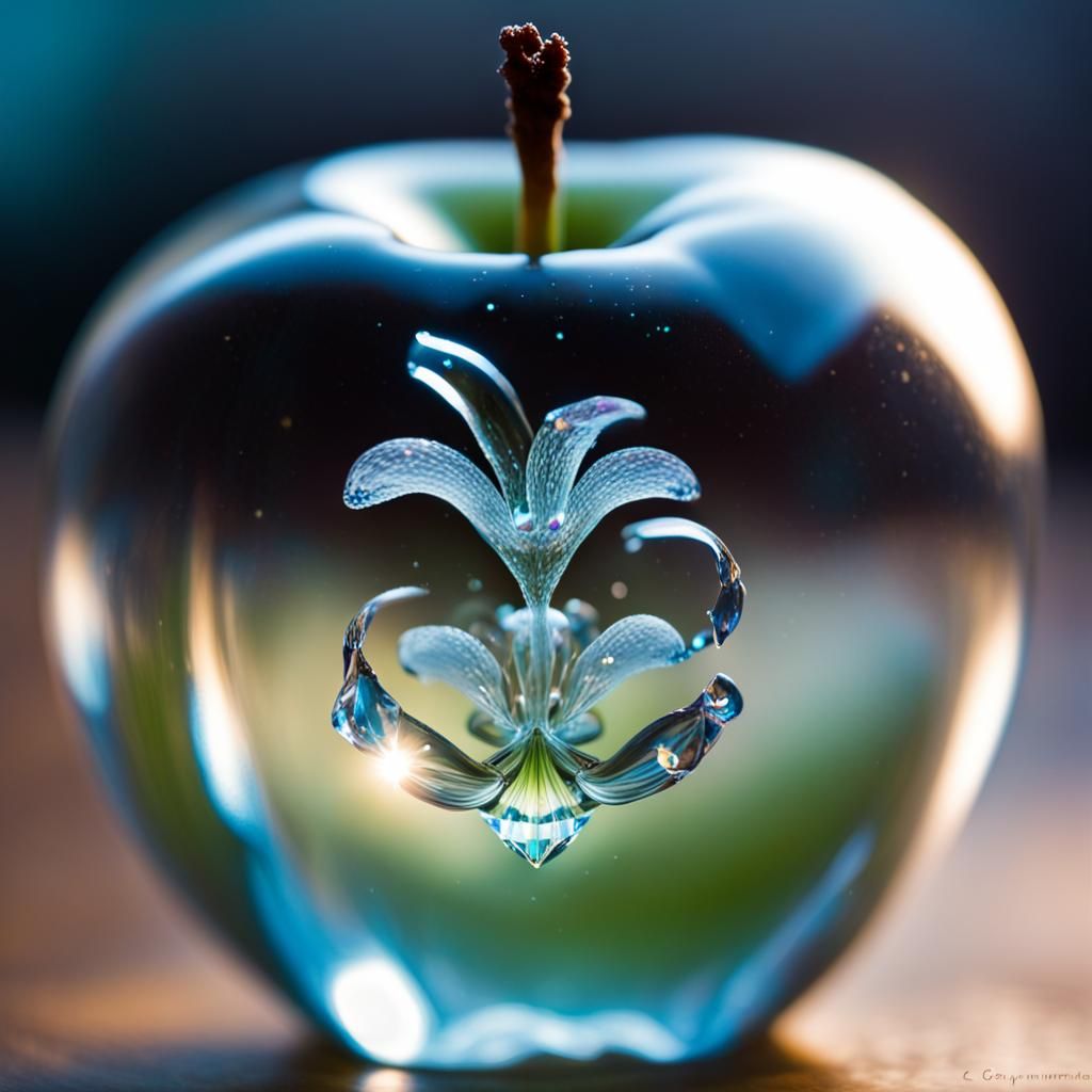 Fluer de lis in a crystal clear glass apple