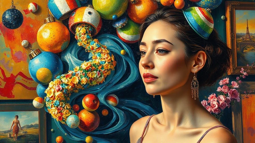 Woman Immersed in Art Creation, Dreamlike Gallery