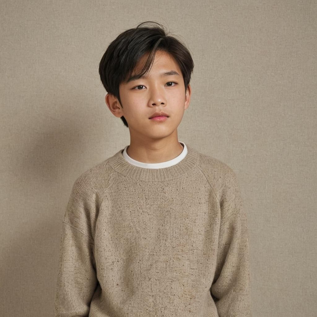 Stylish Korean Boy Portrait in Sweater