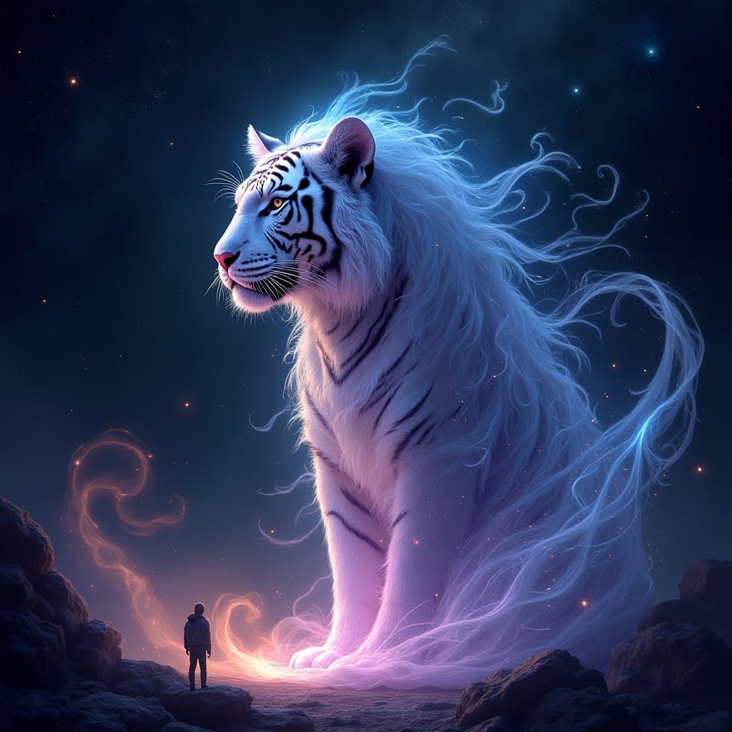 Cosmic Tigress Portrait in Detailed Fantasy Style