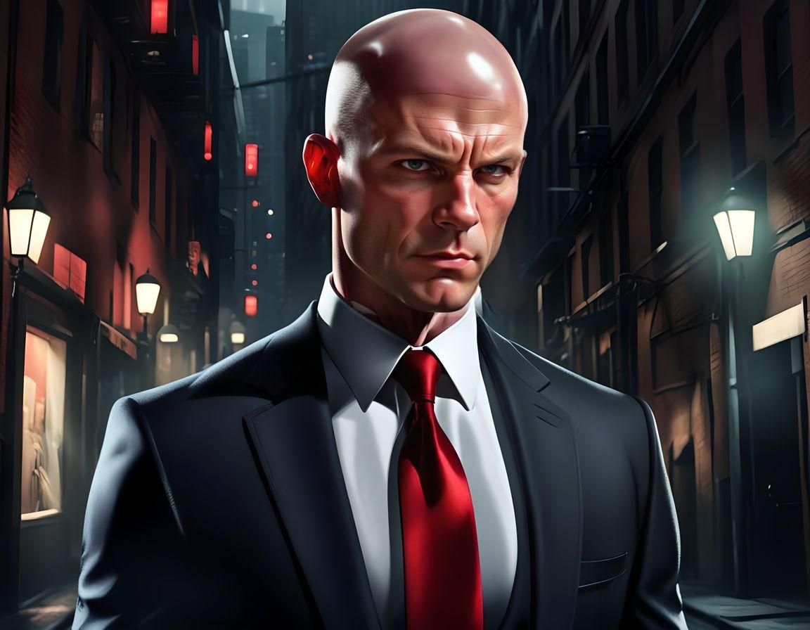 Hyperdetailed Macro Photo of a Bald Secret Agent