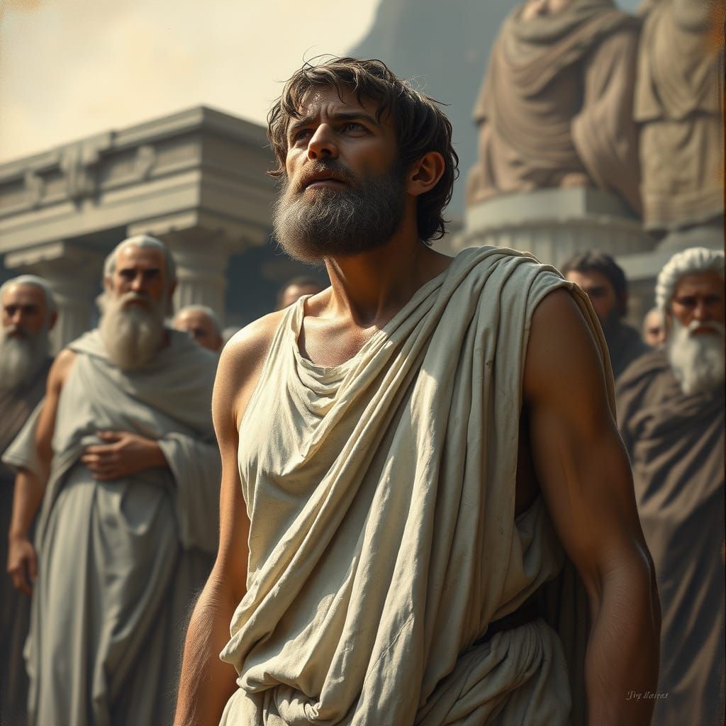 Exhausted Messenger Announces Victory in Ancient Athens