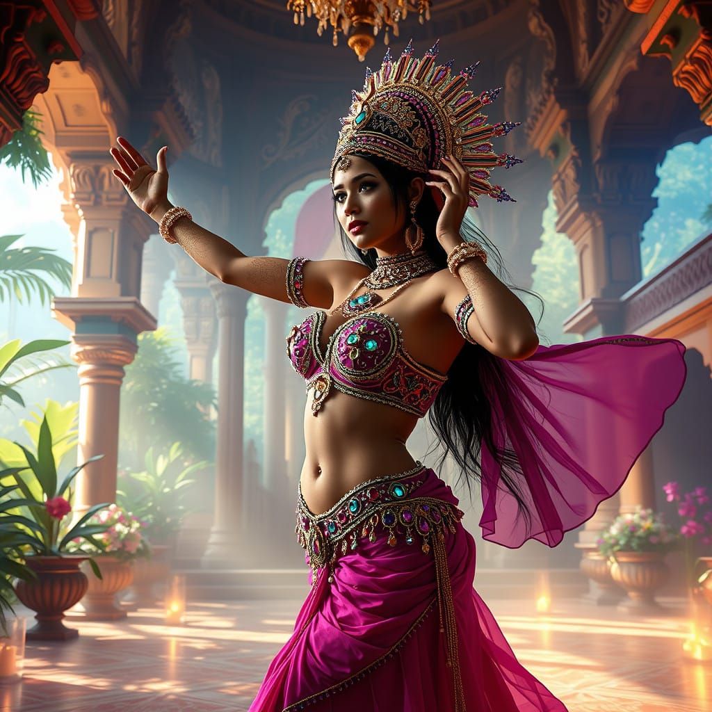 Surreal Indian Belly Dancer in Majestic Palace Setting