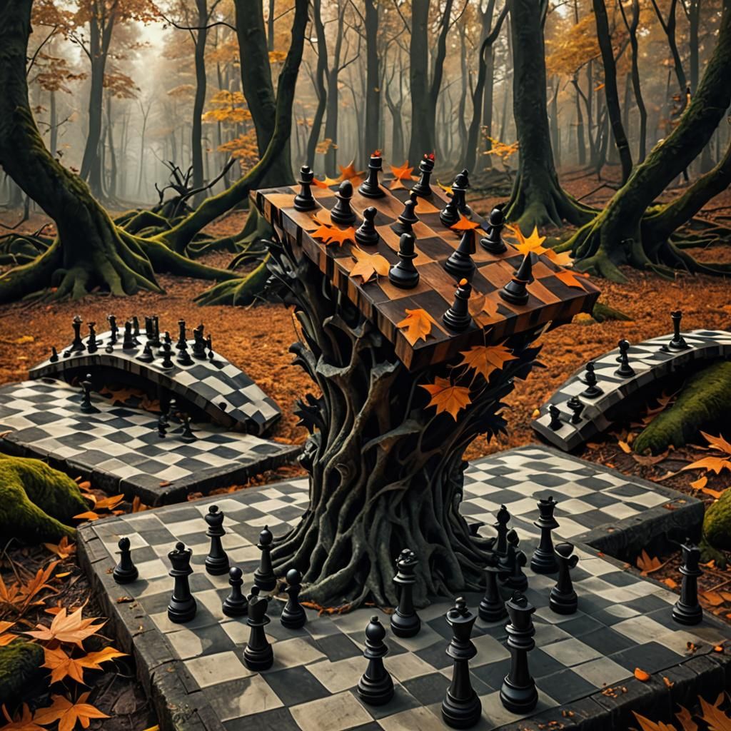 Surreal Unusual Chess Boards Puzzle Art Games Uncanny Valley,MC Escher architecture