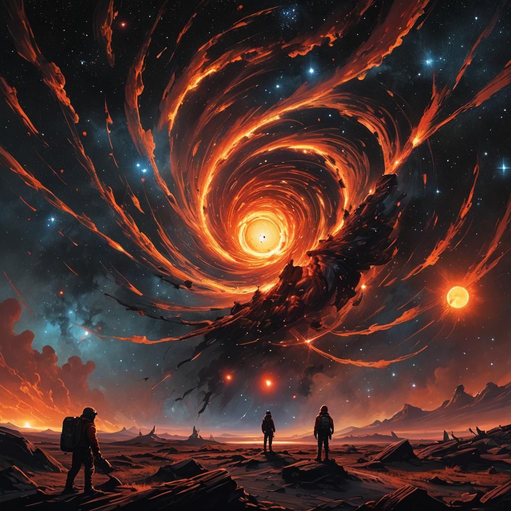 Radiant Sun in Nebula, a Surreal Digital Art