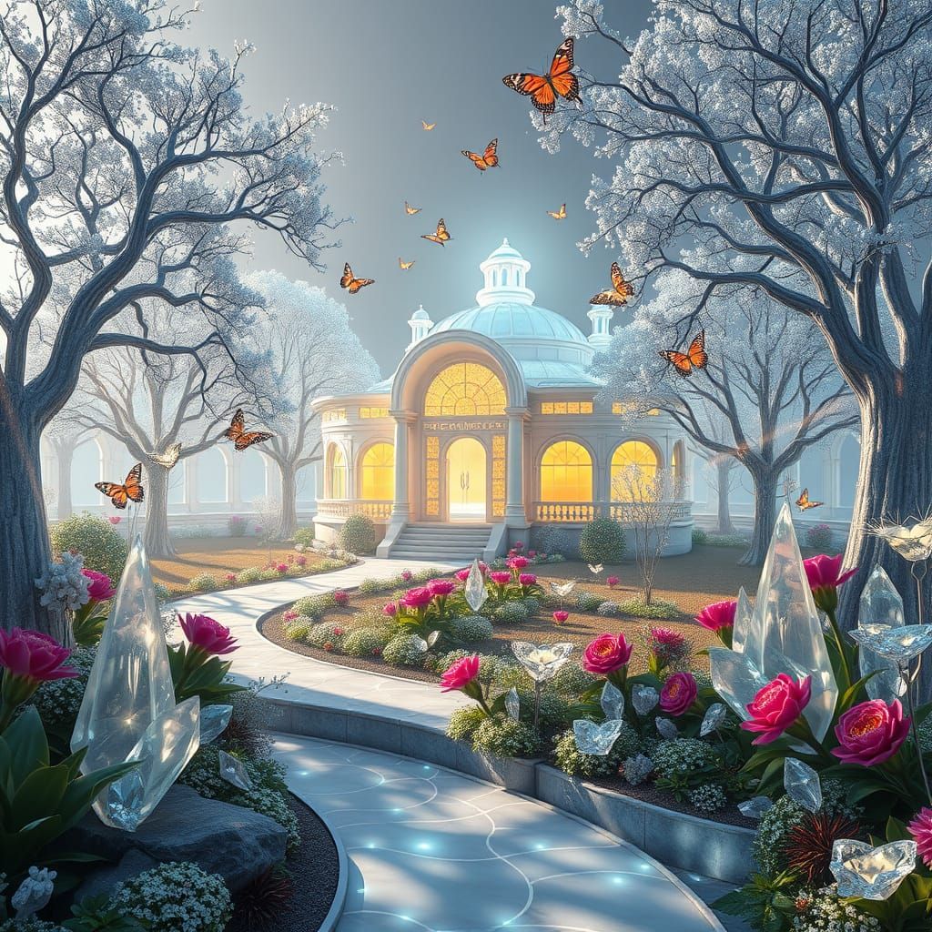 Diamond Crystal Botanical Garden in Futuristic Style