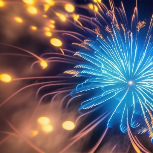 Beautiful blue Firework display& fractals vibes& ethereal vibes& magical vibes& cool vibes