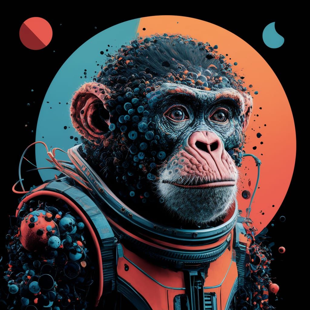Space Chimp Artwork in Persona 5 Style