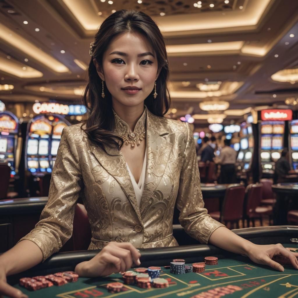 Asian Woman Enjoying Casino Game