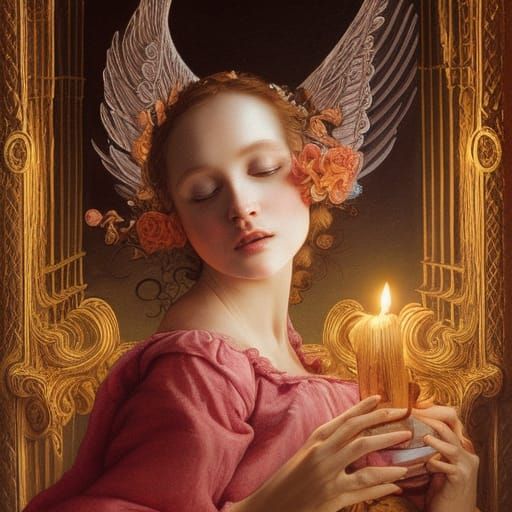 Angel Candle Light in Renaissance Style