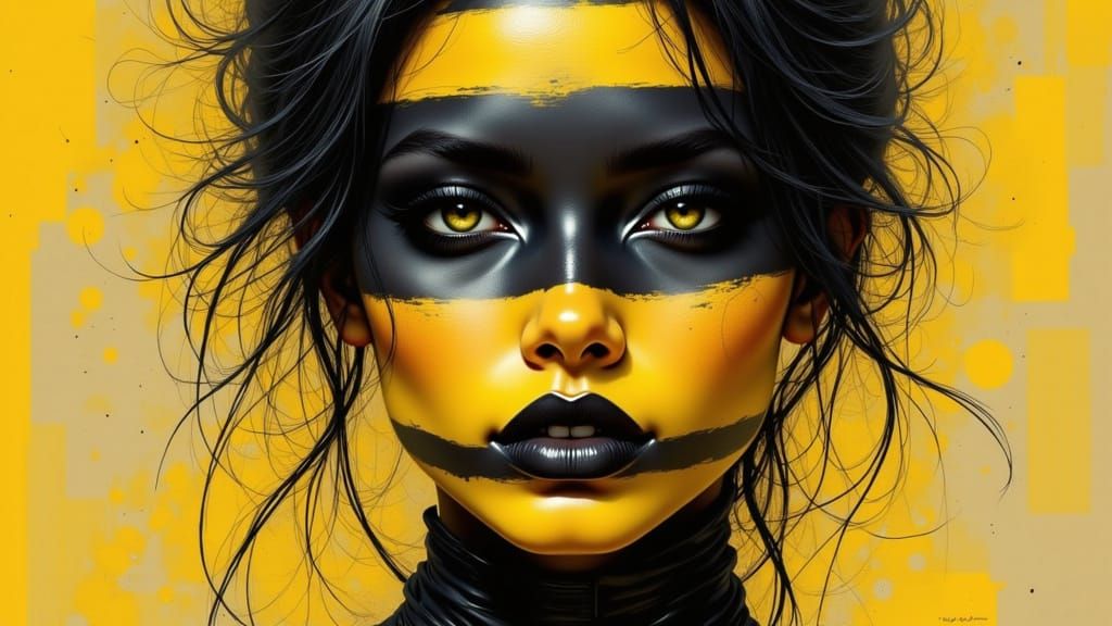 Striking Yellow and Black Striped Portrait
