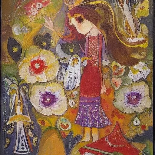 Vampire Girl's Flight: A Symbolist Pastel Dreamscape