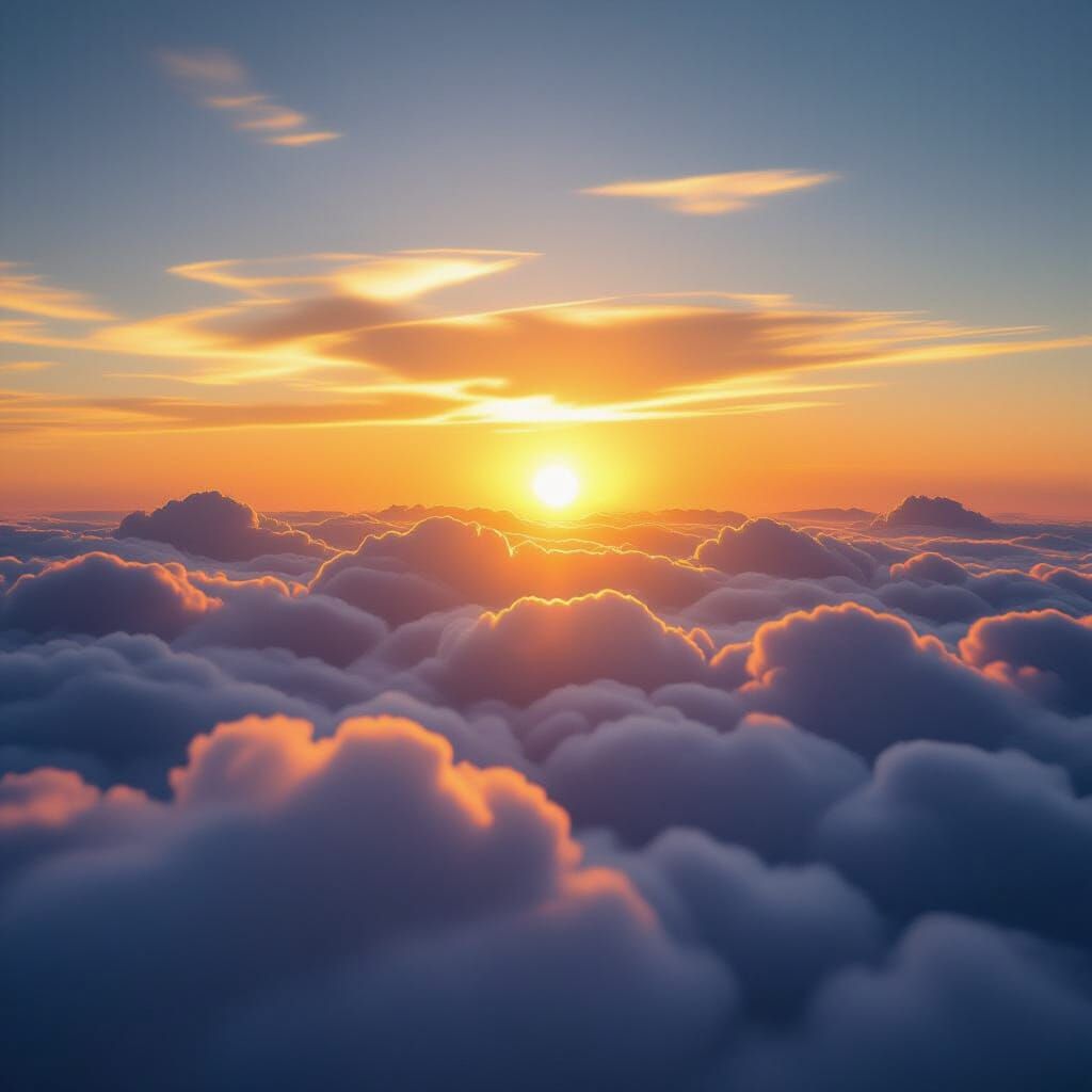 Serene Sunset Clouds in Golden Light