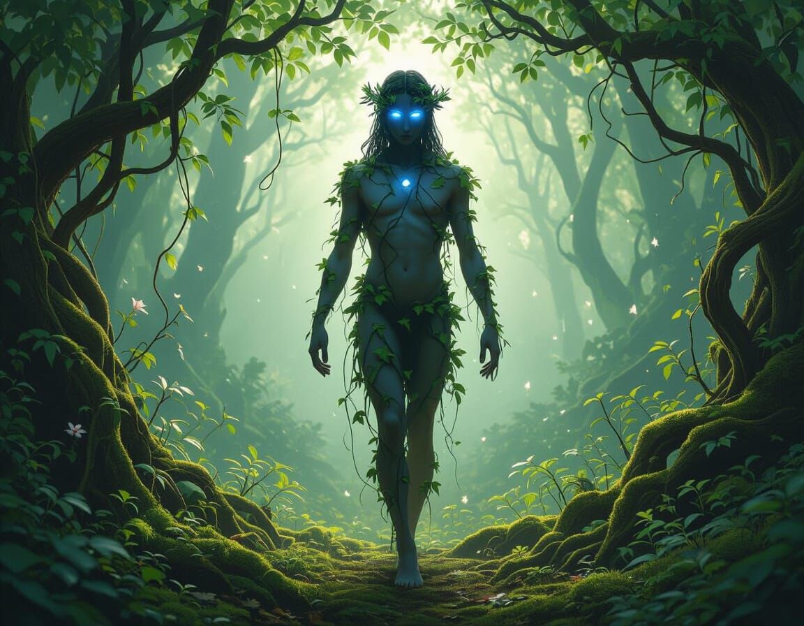 Figure Merged with Forest in Enchanted Woods