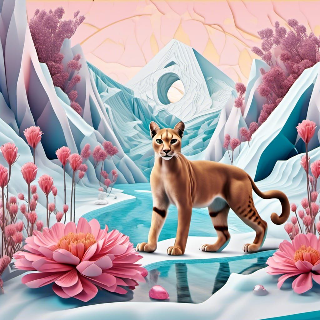 Icy Egyptian Puma Tarot Card in 3D