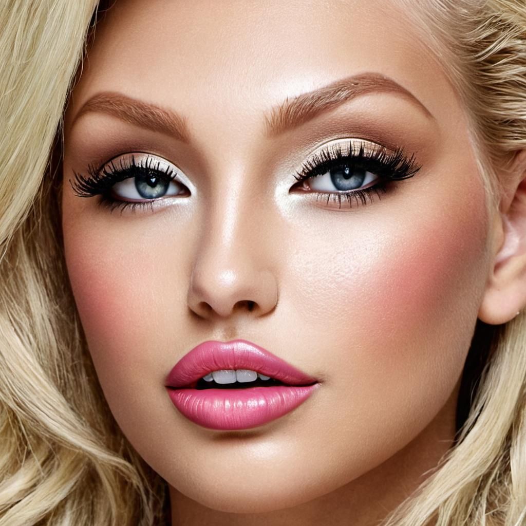 Blonde Bombshell Portrait in Hyperrealism Style