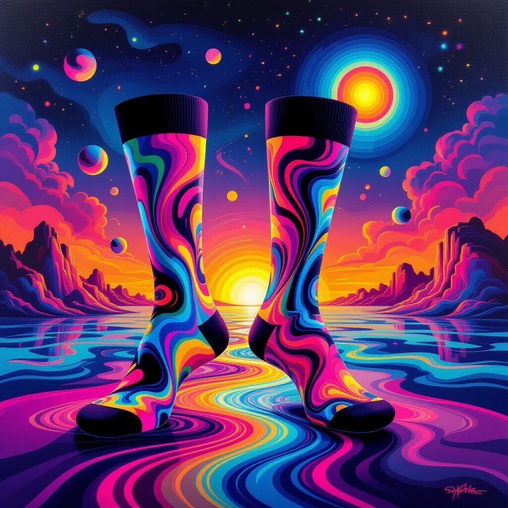 Vibrant 80s Neon Abstract Swirls in Surreal Style