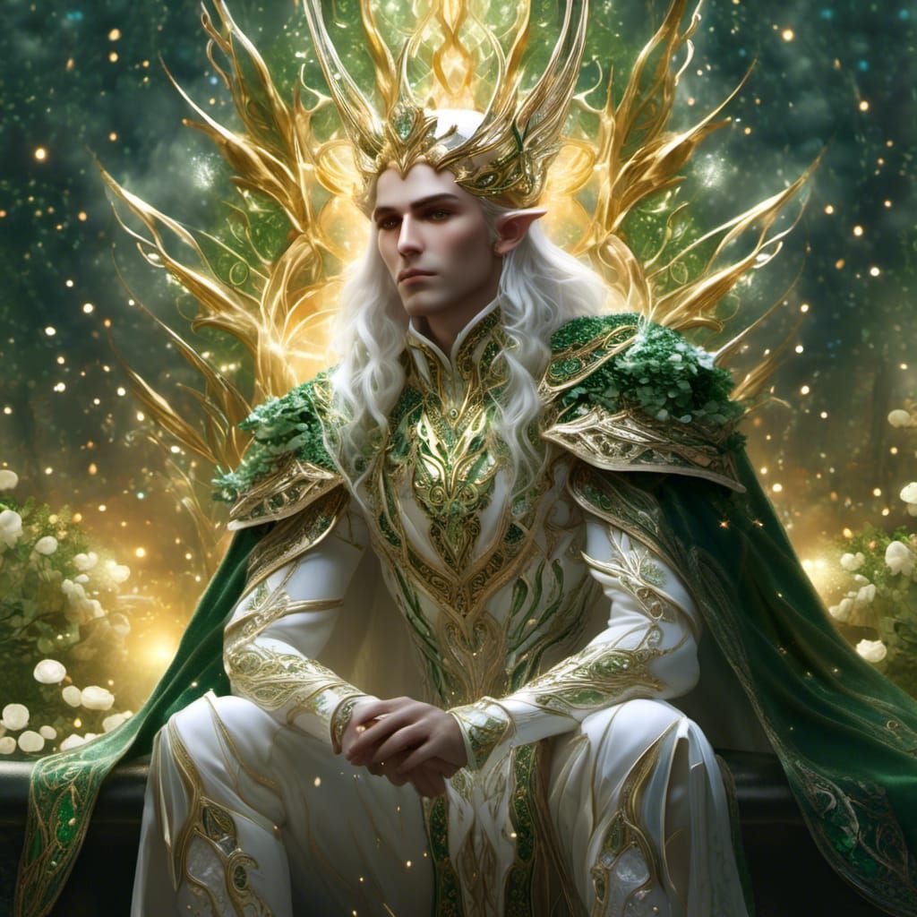 Hyperreal Elven Prince in Gold and White