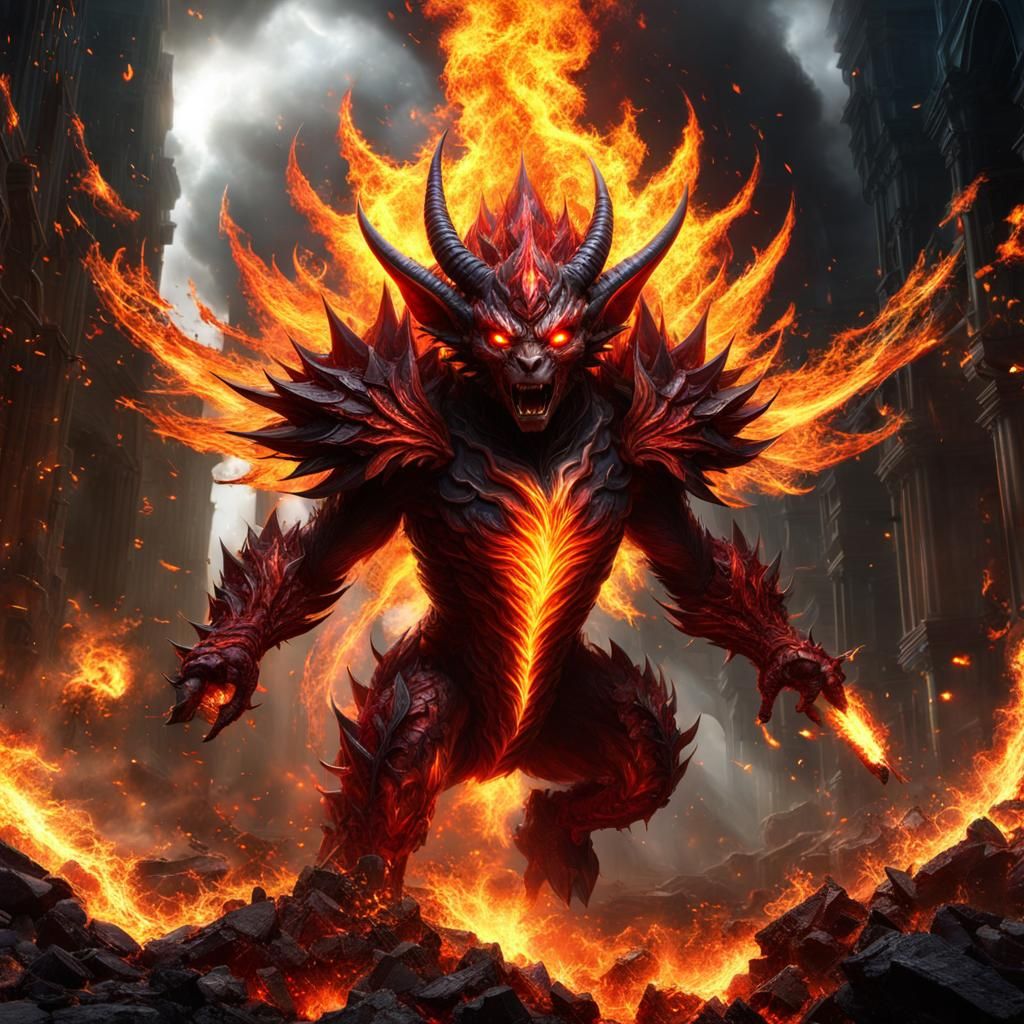 Fiery Imp Explosion in Epic Scene