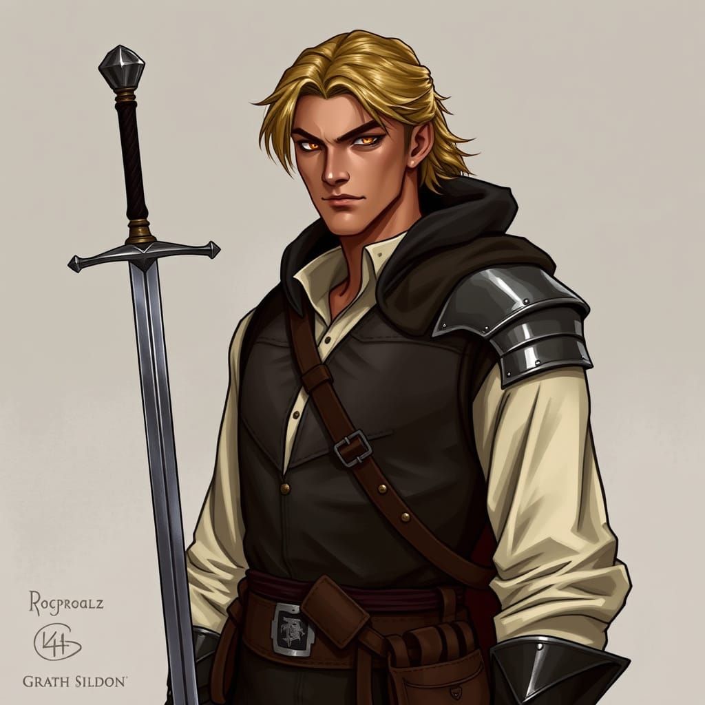 Mysterious Vampire Hunter with Amber Eyes in Medieval Attire