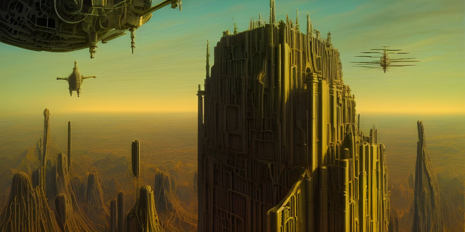 Surreal Sci-Fi Headquarters in Retro Style