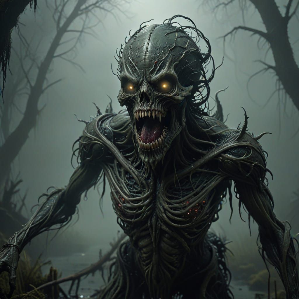 Abyssal Wraith: Terrifying Swamp Creature in Hyper-Realistic...