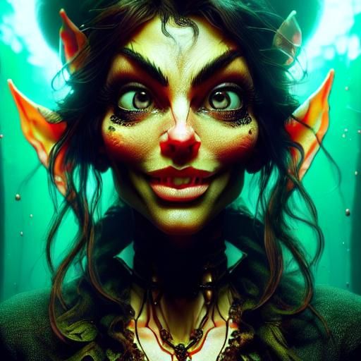 Half-Elf Ranger in Mystical Forest, Vibrant Oil Painting