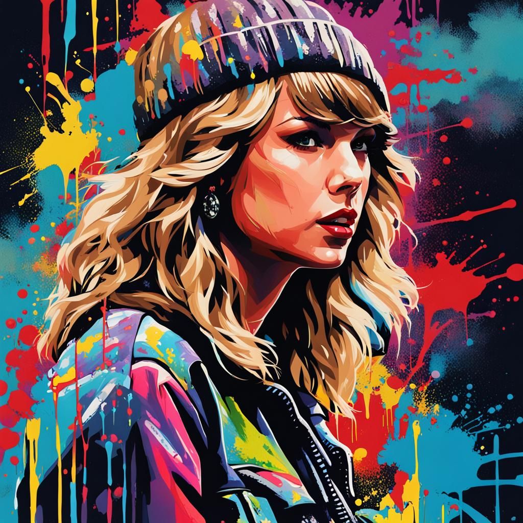 Pop Star Concert in Graffiti Art Style
