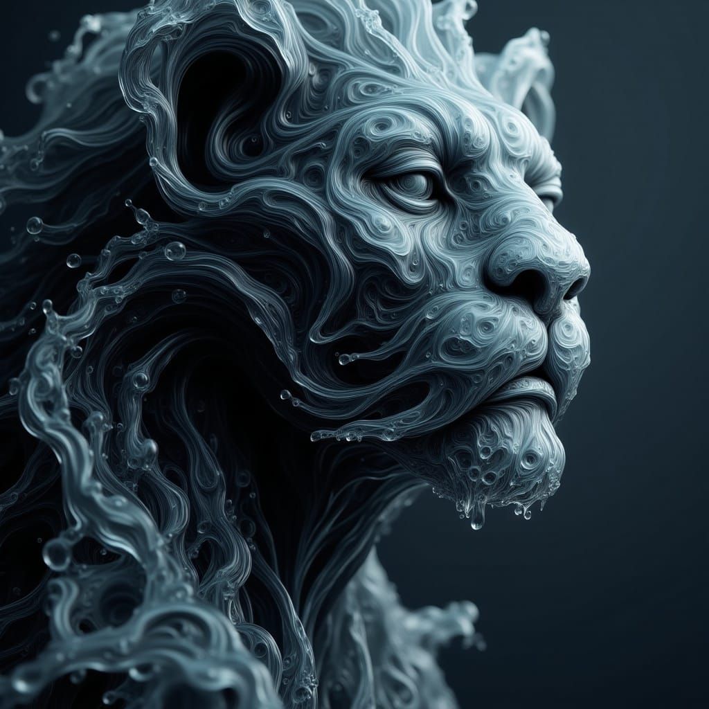Mythical Lion Squid Hybrid in Hyperrealistic HDR