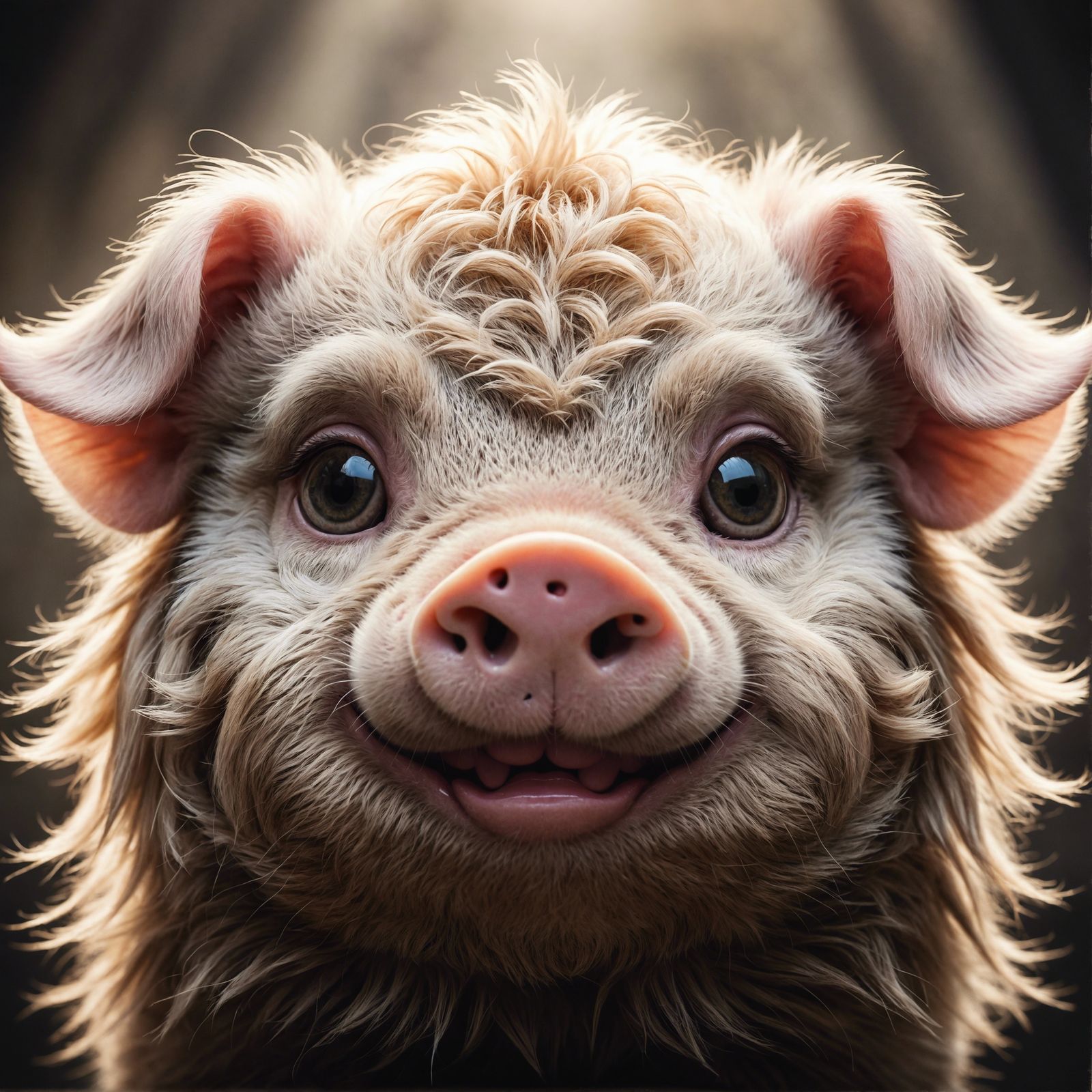 Anthropomorphic Pig Portrait in Hyperrealistic 3D