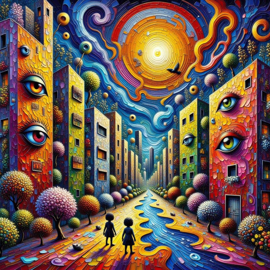 Surreal Cityscape in Dark Fantasy Style