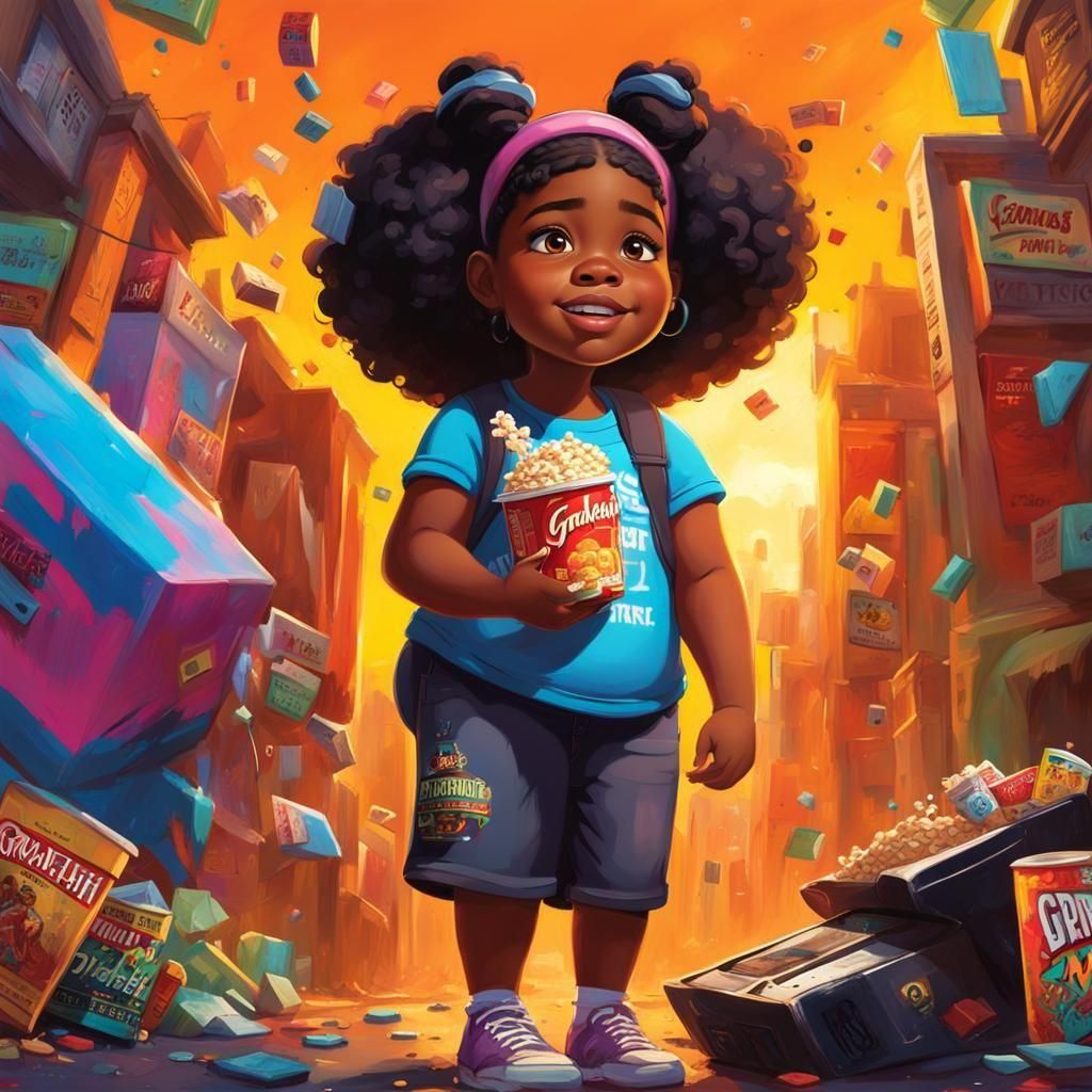 Girl Selects Movie with Grandfather in Graffiti Street Art