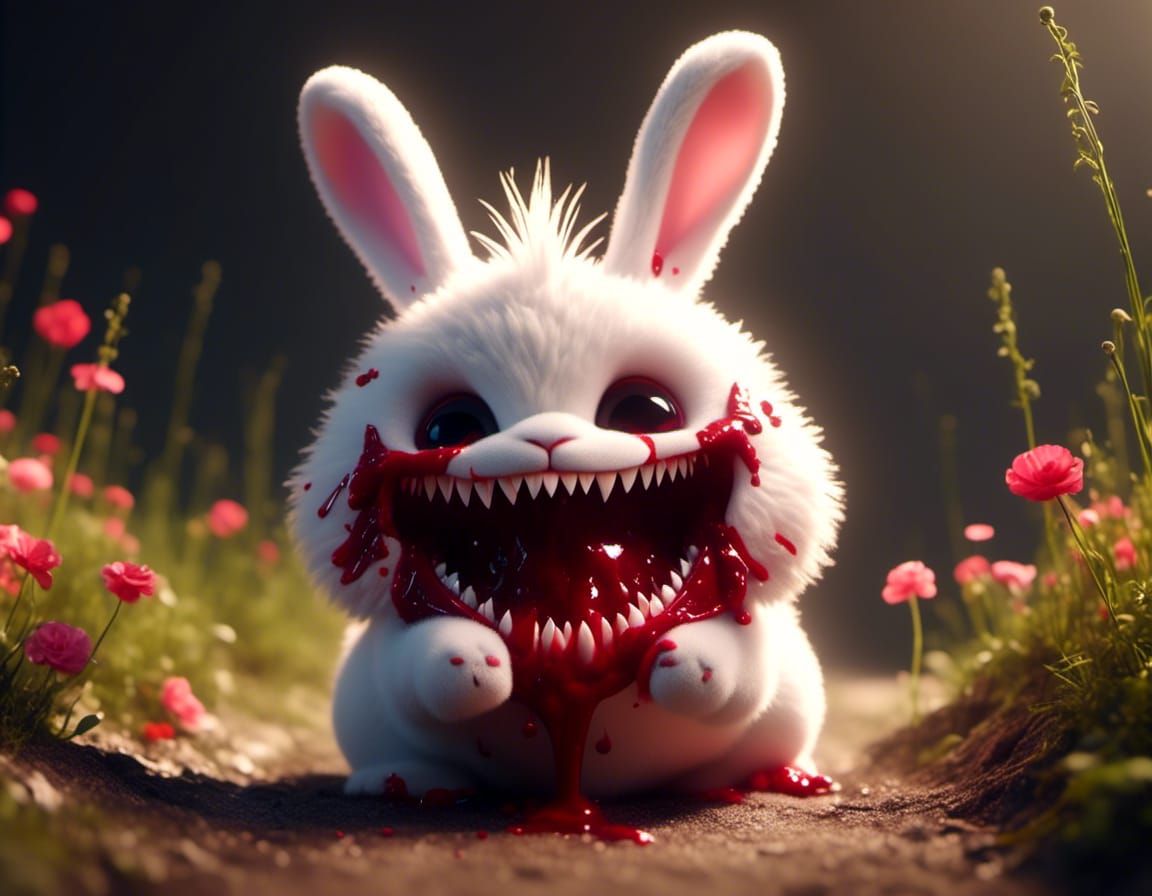 Adorable Killer Bunny with Sharp Teeth