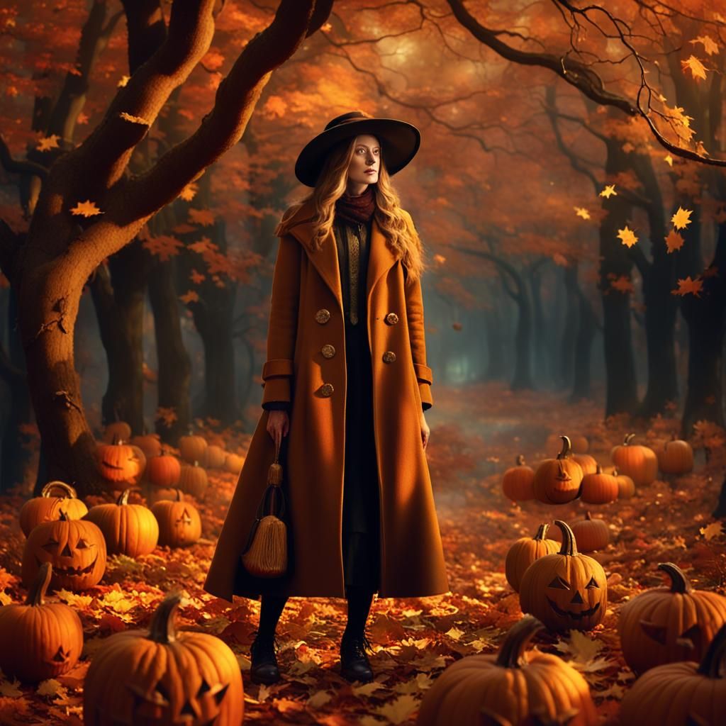 A Whimsical Woman in a Mystical Forest, Inspired by Classic...