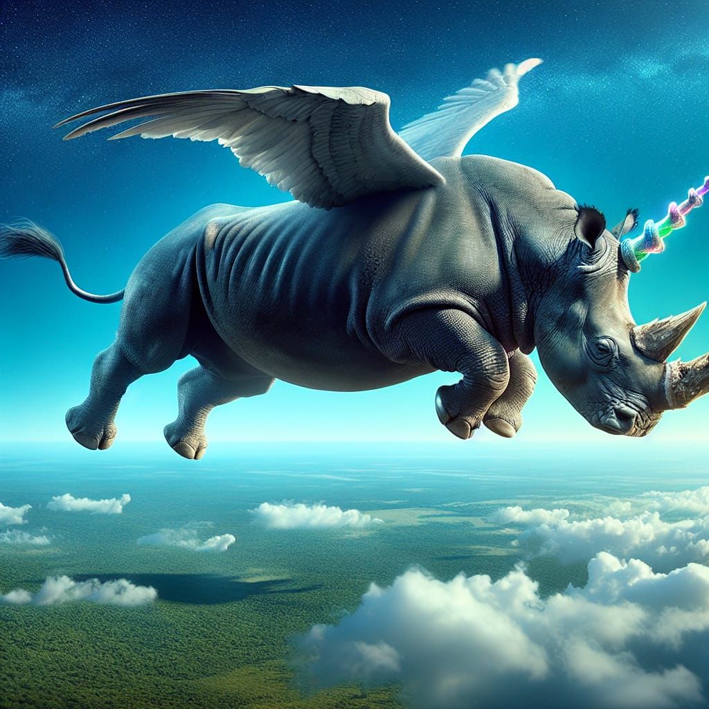 Flying Unicorn Rhino and Hippo Aerial Battle