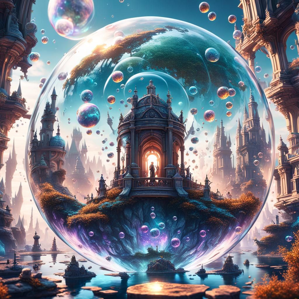 World Trapped in a Bubble: Detailed Matte Painting