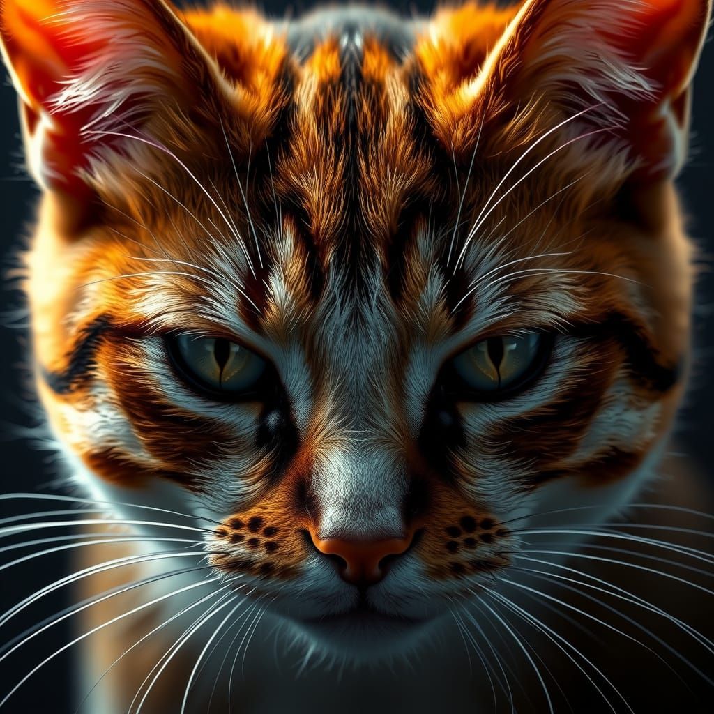 Hyper-Realistic Orange Cat Portrait in Digital Painting
