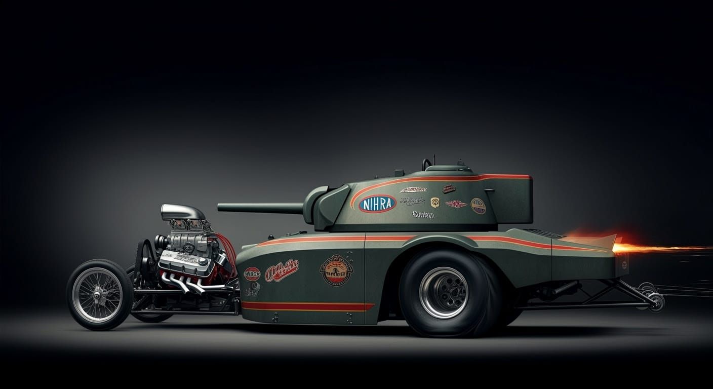 Sleek Dragster-Style Tank Concept Car in Classical Livery