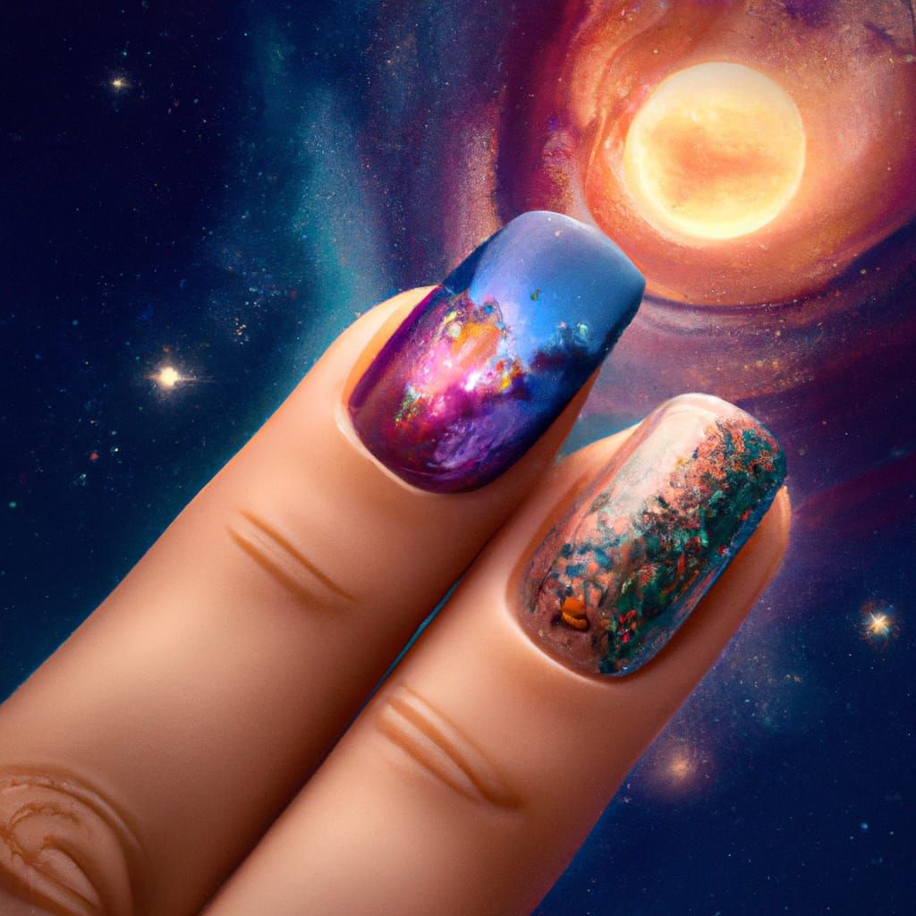 Galaxy Nail Art in Hyperrealistic Style