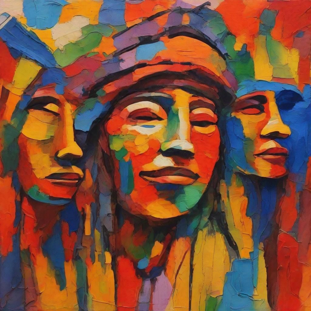 Quechua People in Expressionist Gouache Style
