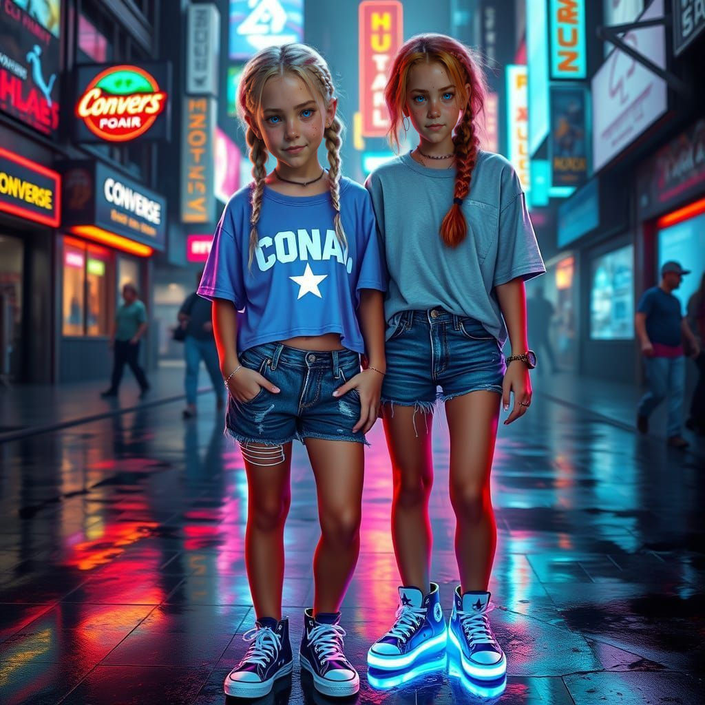 Cyberpunk Girls Party in Neon Brights