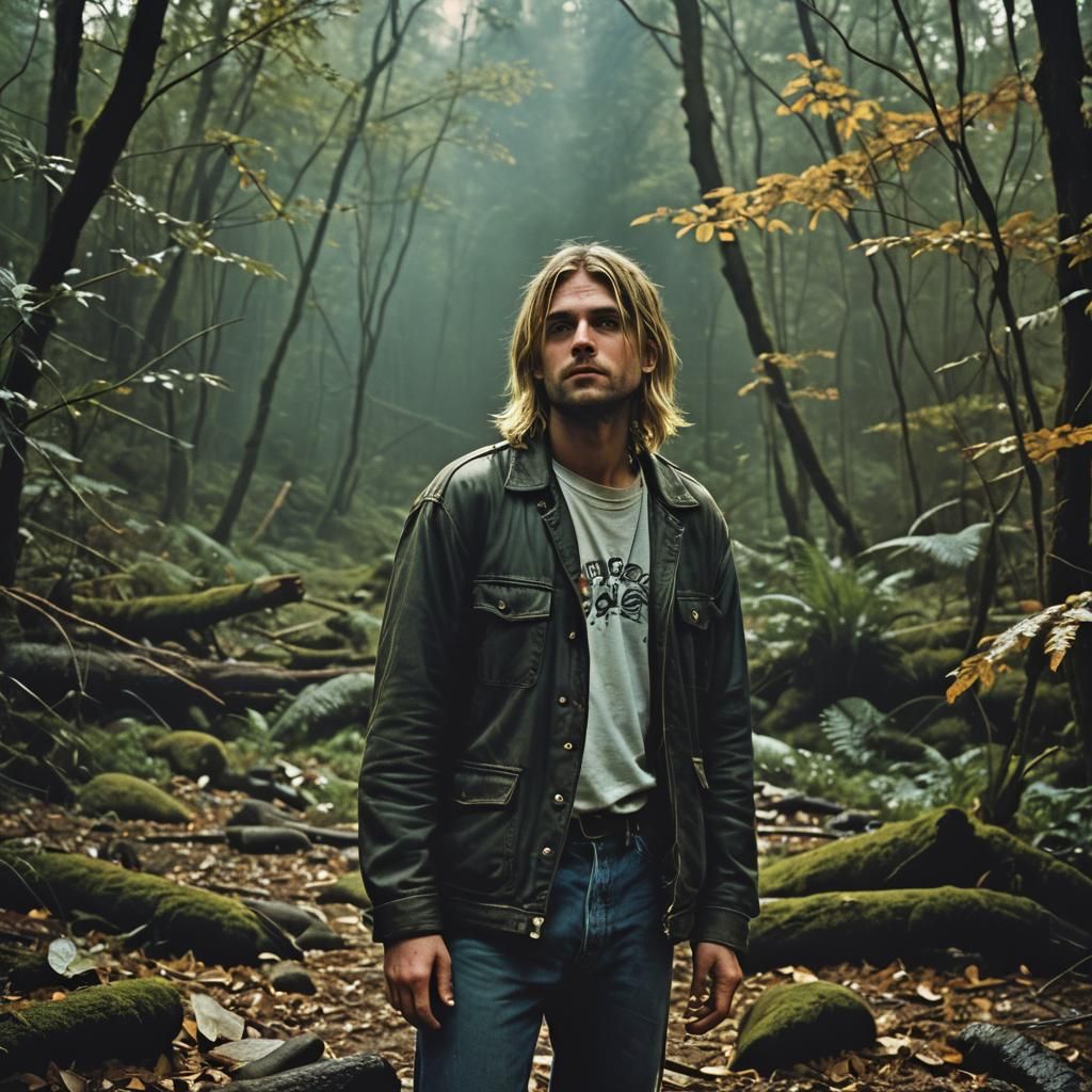 Kurt Cobain Cinematic Portrait in Film Style