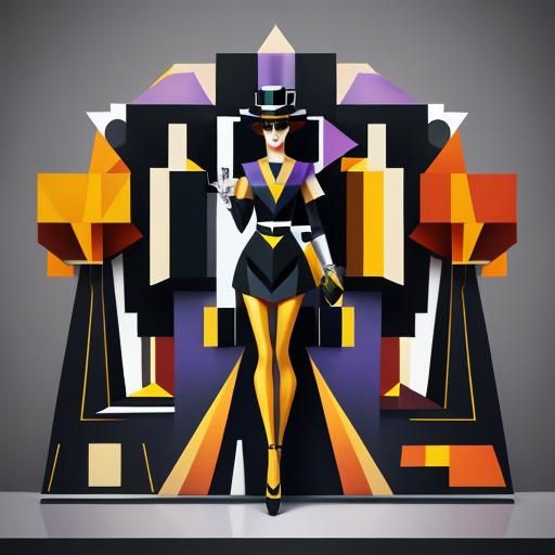Manhattan Fashionistas in Cubist Art Deco Style
